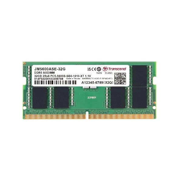 Transcend 32GB Jm DDR5 5600 So-Dimm 2RX8 CL46 JM5600ASE-32G - immagine 1