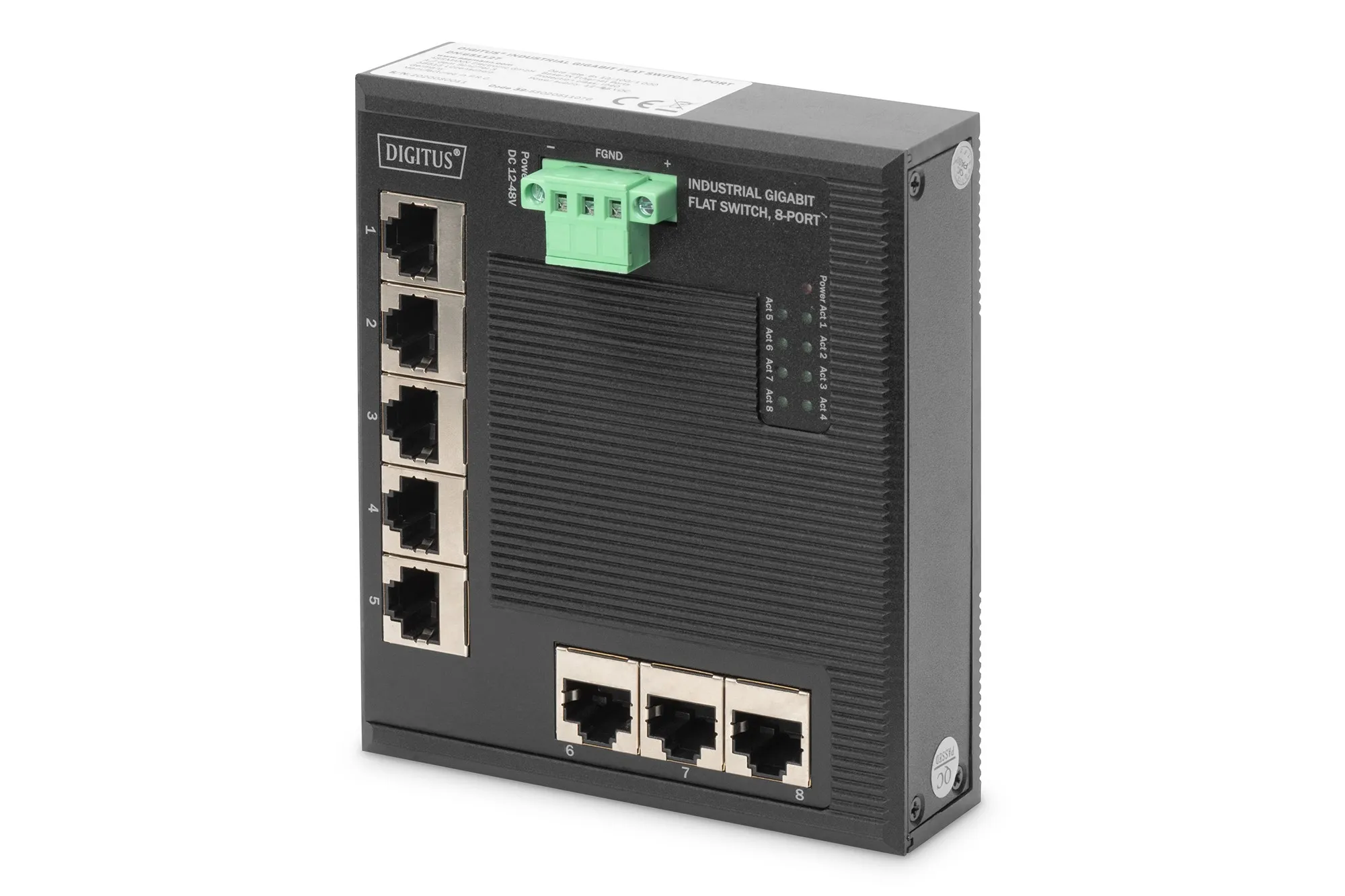Switch 8-Porte Gigabit Flat Din Rail Industriale - immagine 1