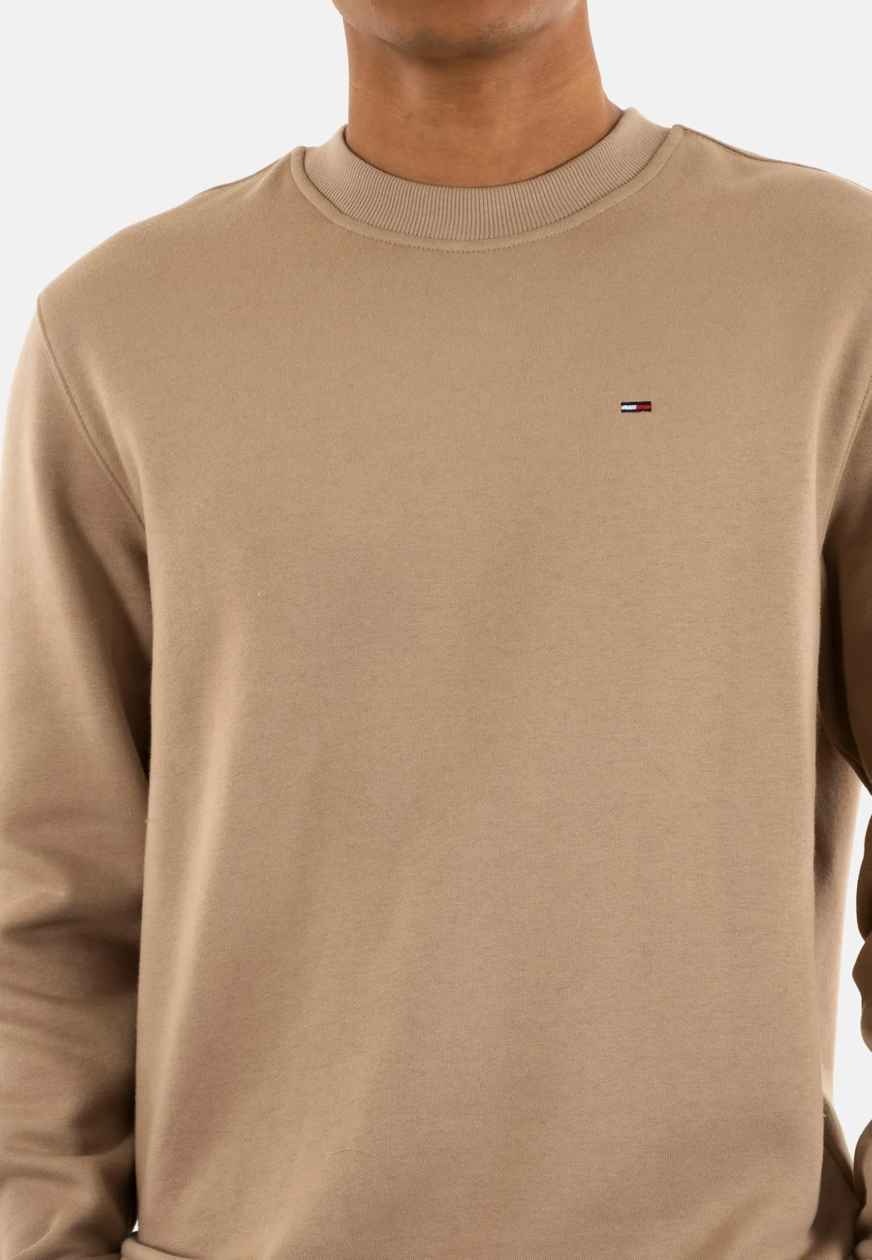 Tommy Jeans Tjm Reg S Flag Crew Dm0Dm20741, Felpa Pullover, Uomo, Beige (Coastal Taupe), M - immagine 4