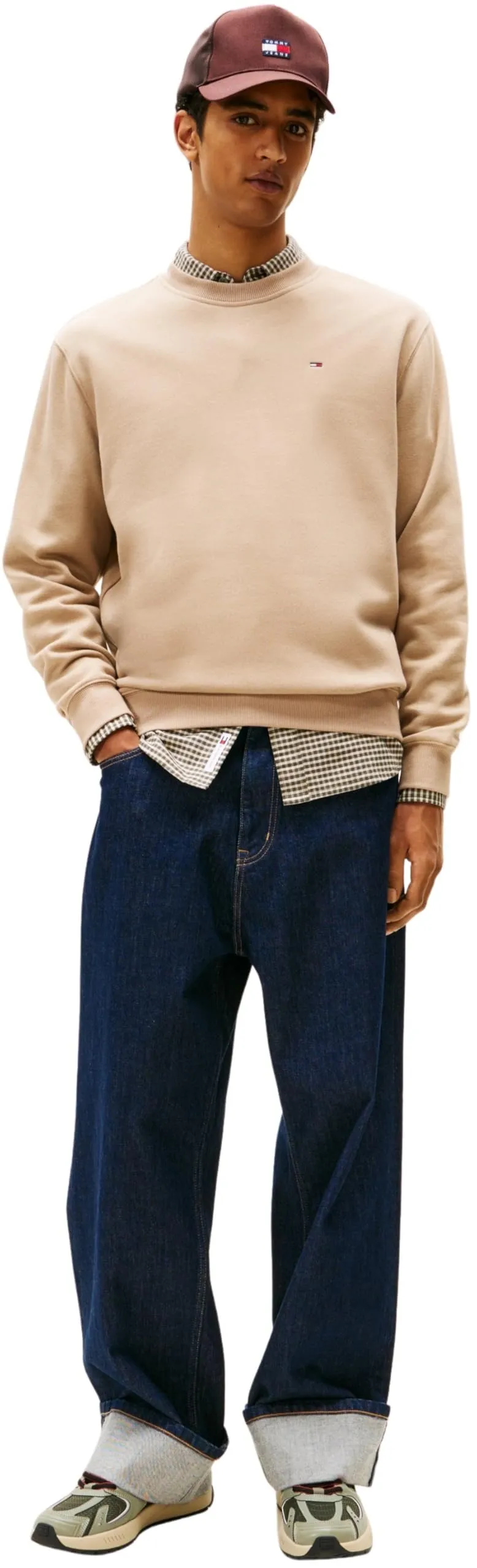 Tommy Jeans Tjm Reg S Flag Crew Dm0Dm20741, Felpa Pullover, Uomo, Beige (Coastal Taupe), XS - immagine 5