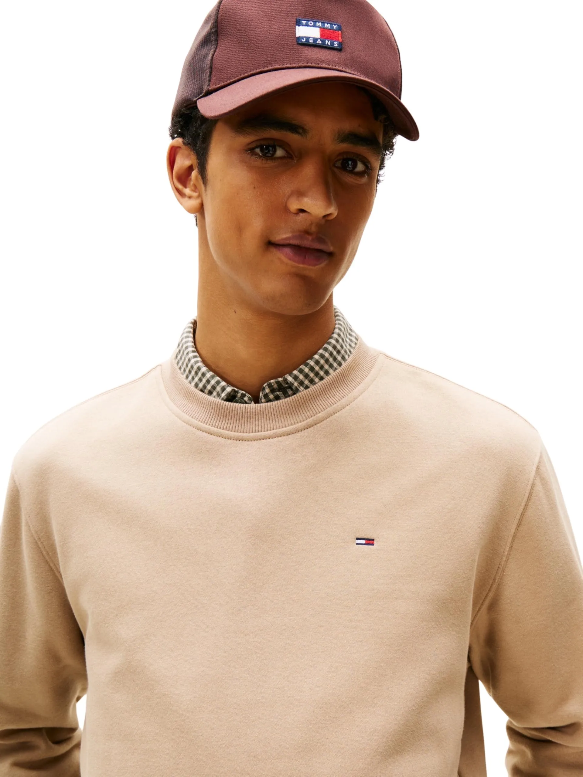 Tommy Jeans Tjm Reg S Flag Crew Dm0Dm20741, Felpa Pullover, Uomo, Beige (Coastal Taupe), S - immagine 3