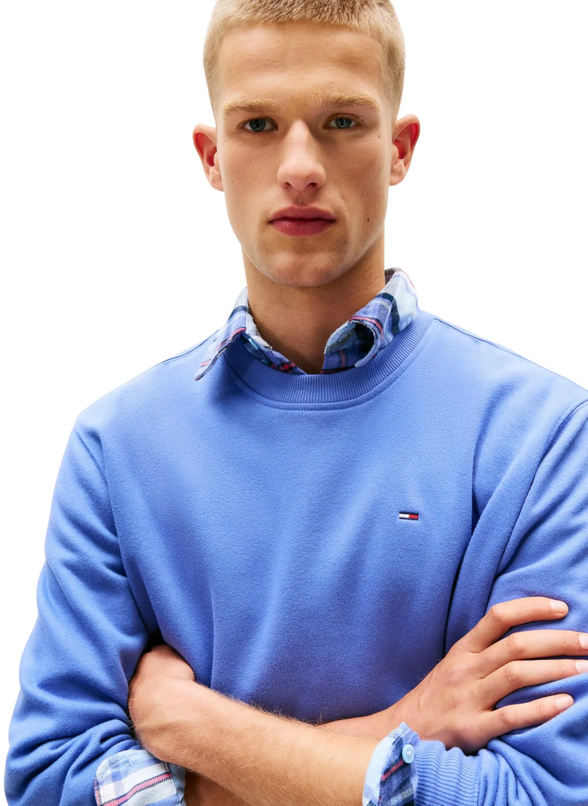 Tommy Jeans Tjm Reg S Flag Crew Dm0Dm20741, Felpa Pullover, Uomo, Blu (Soft Sapphire), XS - immagine 3