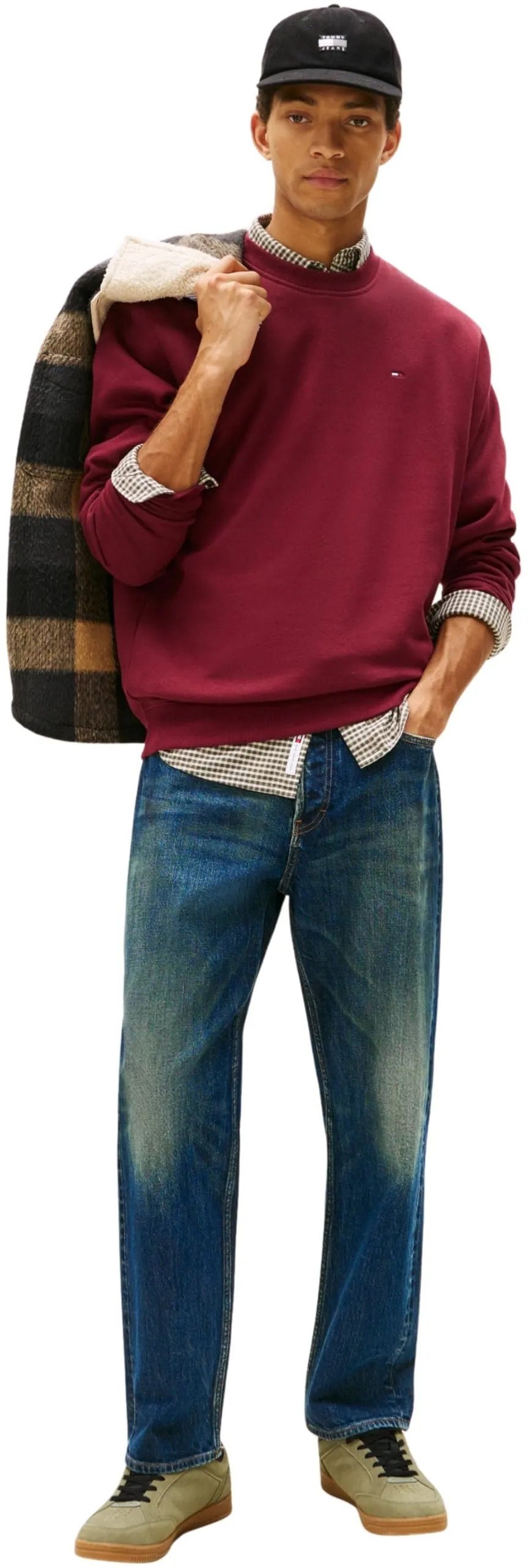 Tommy Jeans Tjm Reg S Flag Crew Dm0Dm20741, Felpa Pullover, Uomo, Rosso (Red Wine), XS - immagine 4