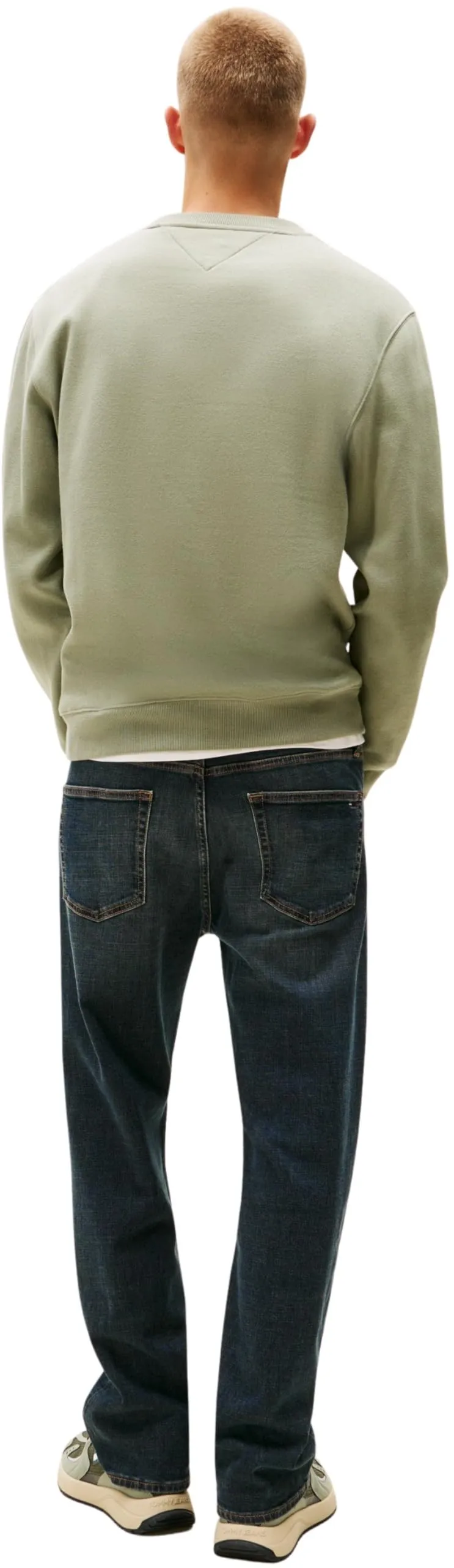 Tommy Jeans Tjm Reg S Flag Crew Dm0Dm20741, Felpa Pullover, Uomo, Verde (Utility Sage), XS - immagine 2