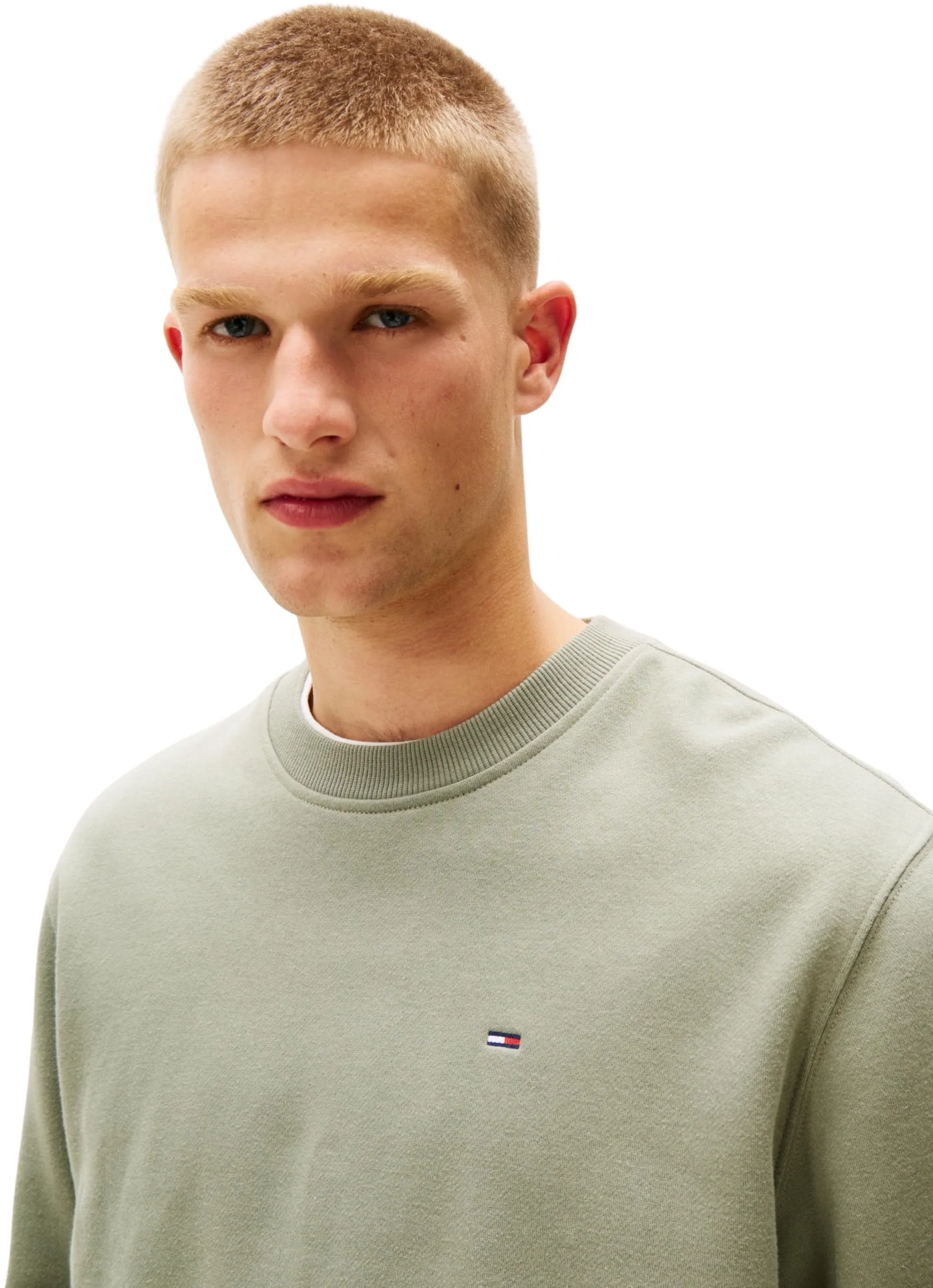 Tommy Jeans Tjm Reg S Flag Crew Dm0Dm20741, Felpa Pullover, Uomo, Verde (Utility Sage), XS - immagine 3
