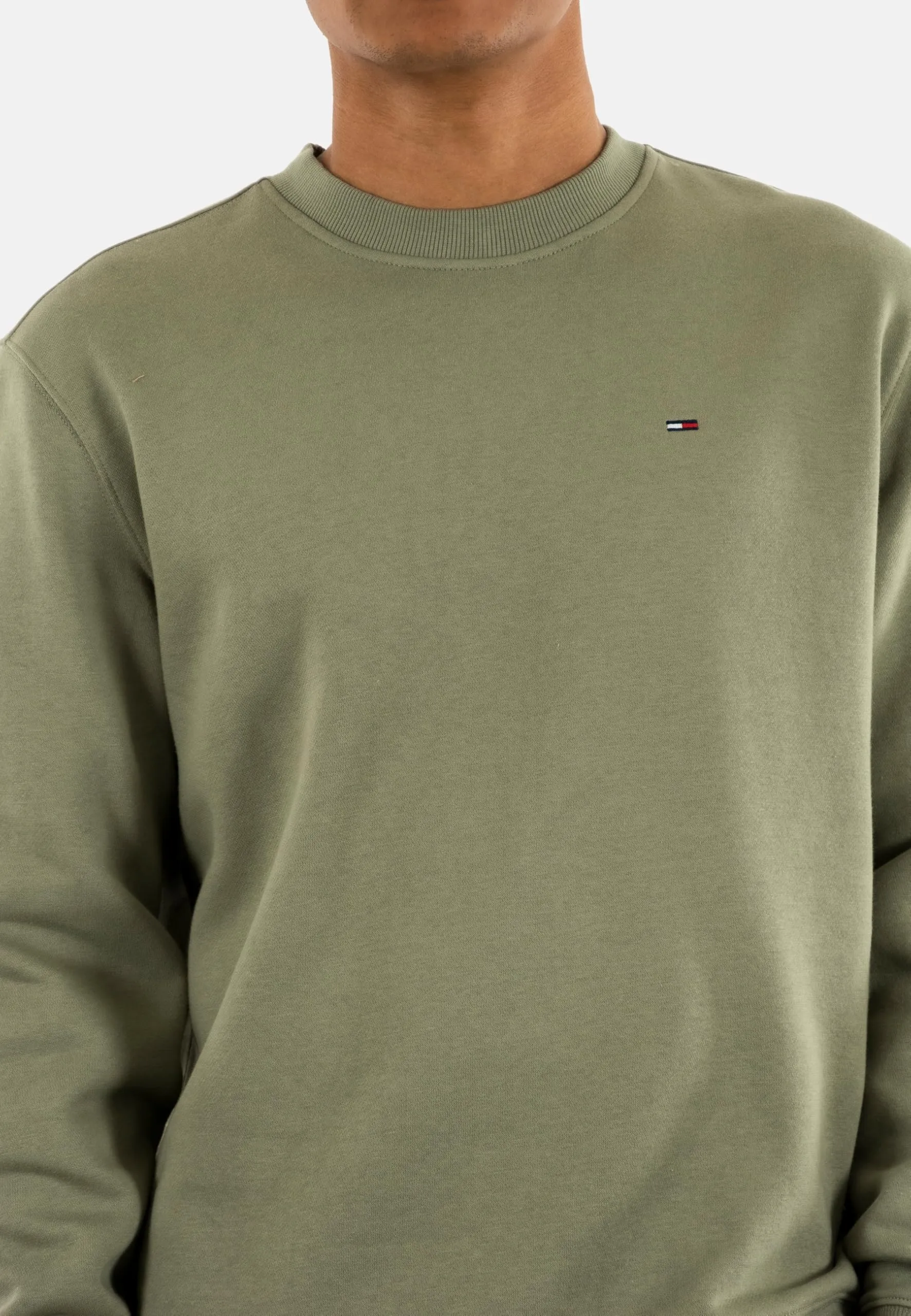 Tommy Jeans Tjm Reg S Flag Crew Dm0Dm20741, Felpa Pullover, Uomo, Verde (Utility Sage), XS - immagine 4