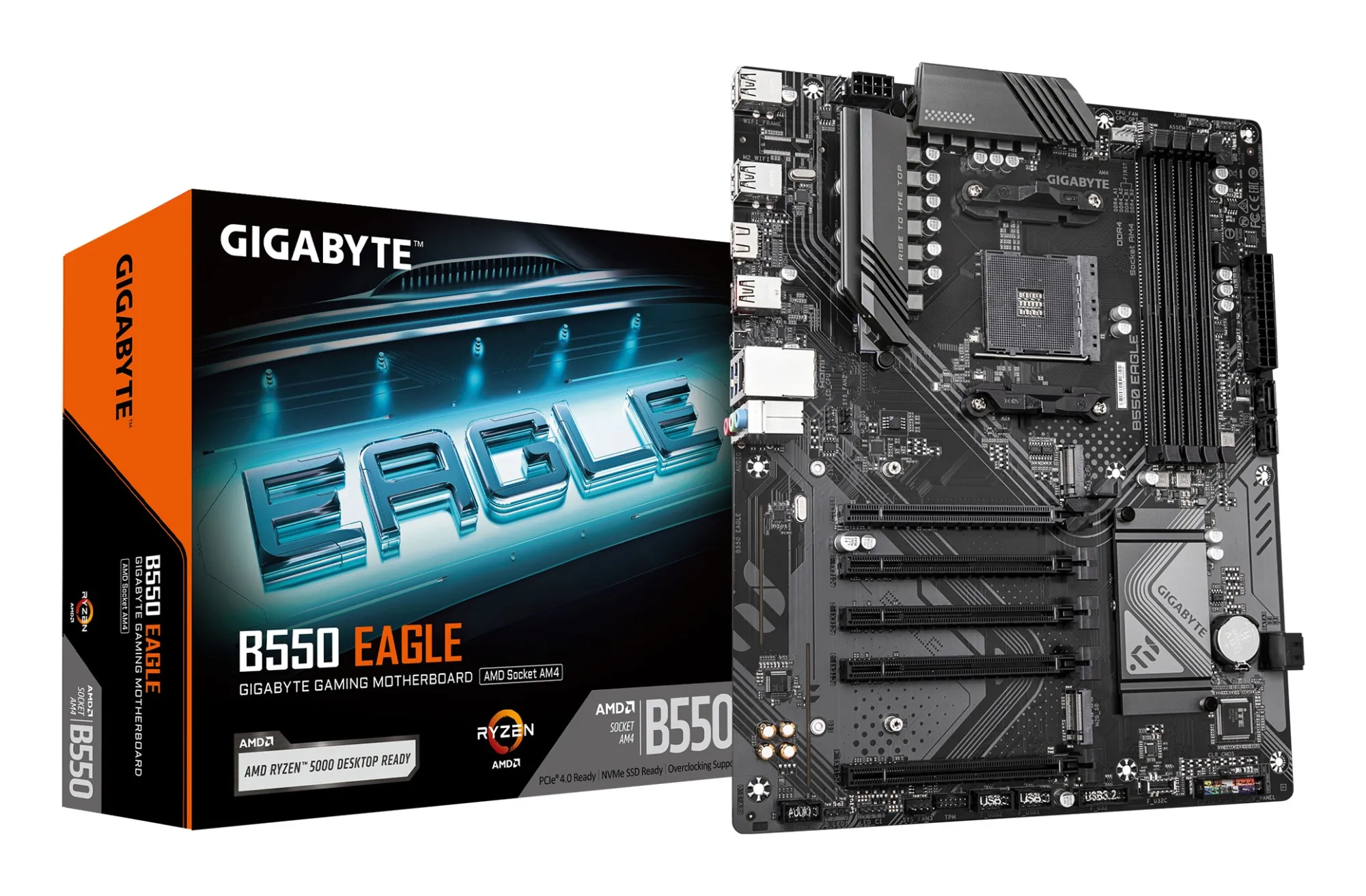 GIGABYTE B550 EAGLE Scheda madre - CPU AMD Ryzen serie 5000 G VRM a 10+3+1 fasi fino a 3200 MHz DDR4 1xPCIe 4.0 + 1xPCIe 3.0 M.2 LAN 1GbE USB 3.2 Gen 2 - immagine 1