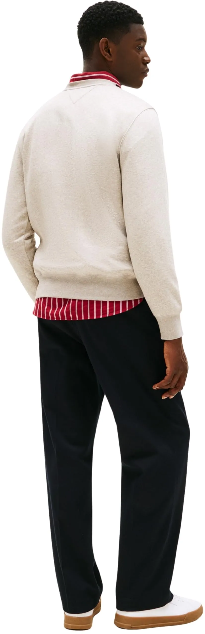 Tommy Hilfiger Uomo Felpa Tommy Logo Senza Cappuccio, Beige (Heathered Pebble), M - immagine 2