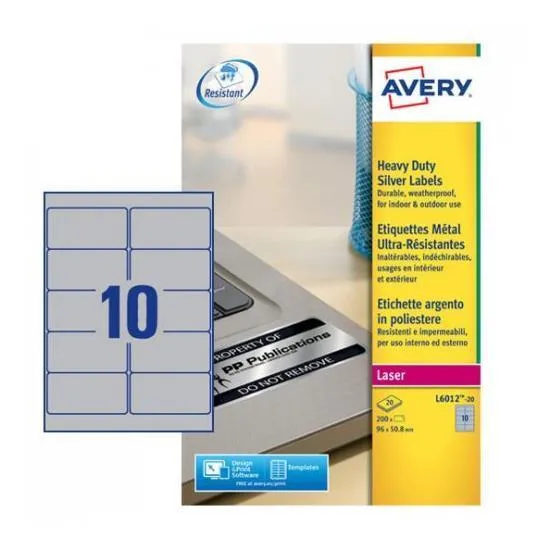 Avery Etichette In Poliestere Argento 20F L6012-20 - immagine 1