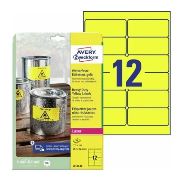 Avery Etichet.poliestere 99 1X42 3MM Gial L6107-20 - immagine 1