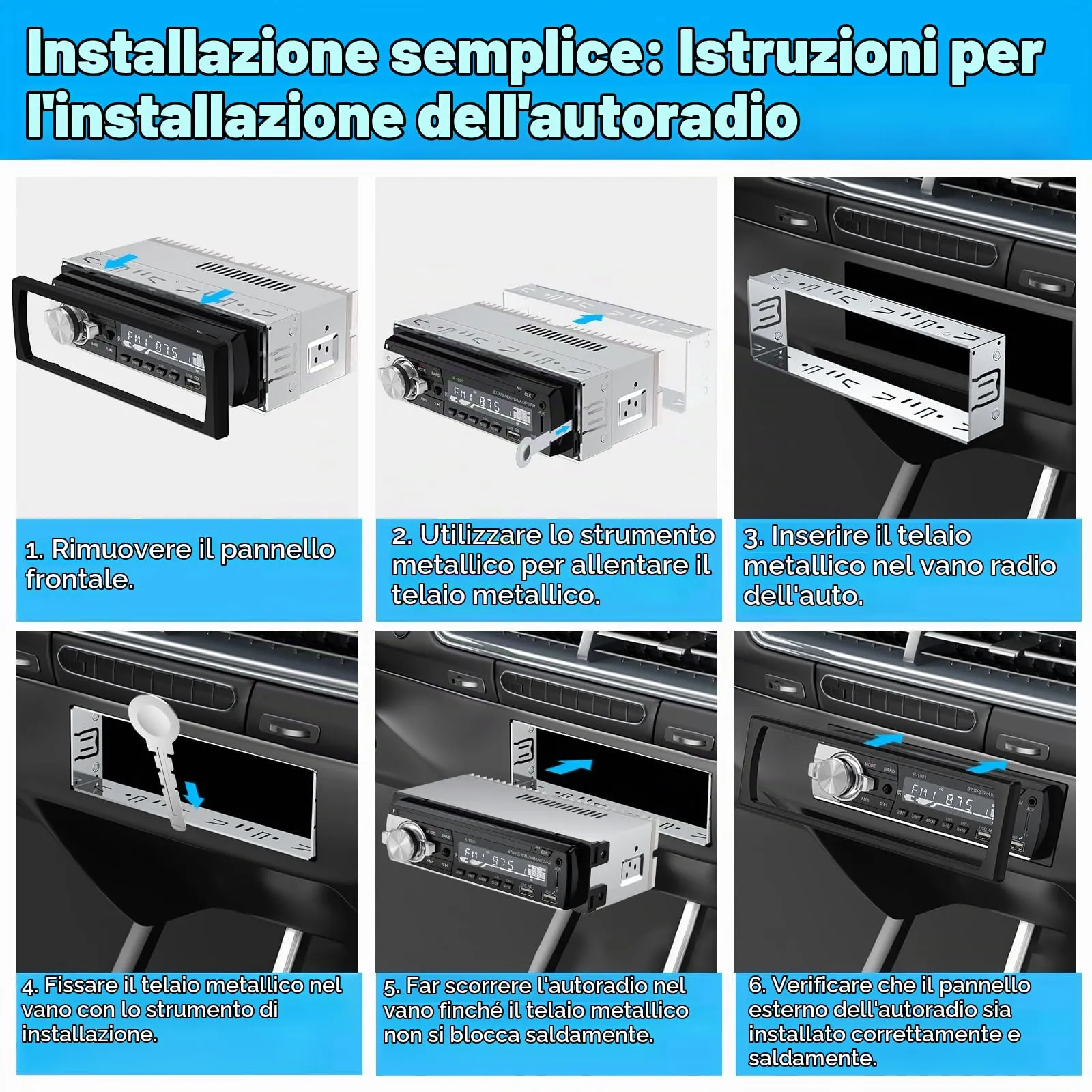 RDS Autoradio Bluetooth 5.0,CENXINY Autoradio 1DIN Stereo Auto Bluetooth - immagine 8
