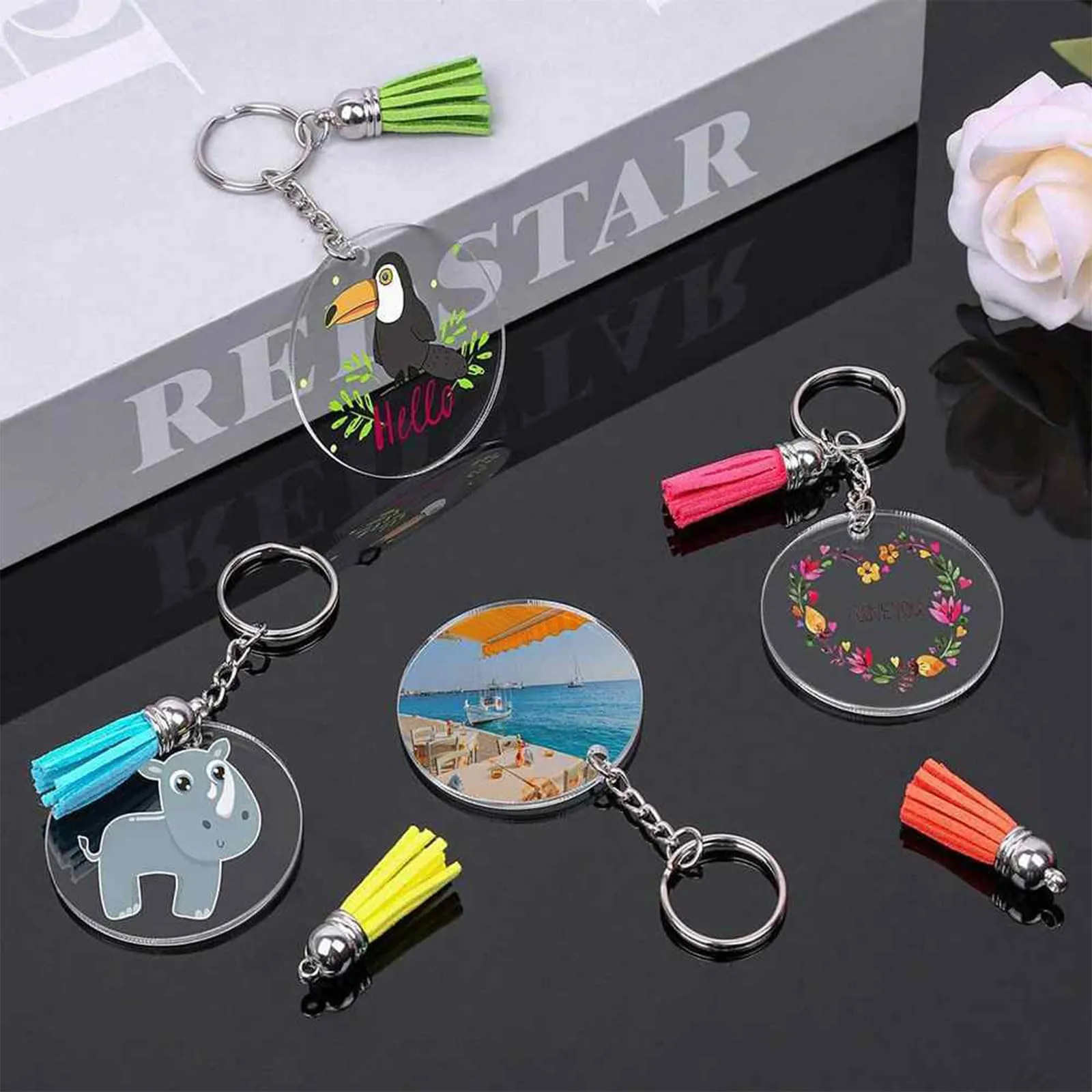 AMSGANK 100 Pezzi Anelli Portachiavi 25 mm Portachiavi Anelli Cerchio con Catena Split Key Chains per per Fai da Te Artigianato Gioielli Keychains Borse Decorazione (Argento) - immagine 4