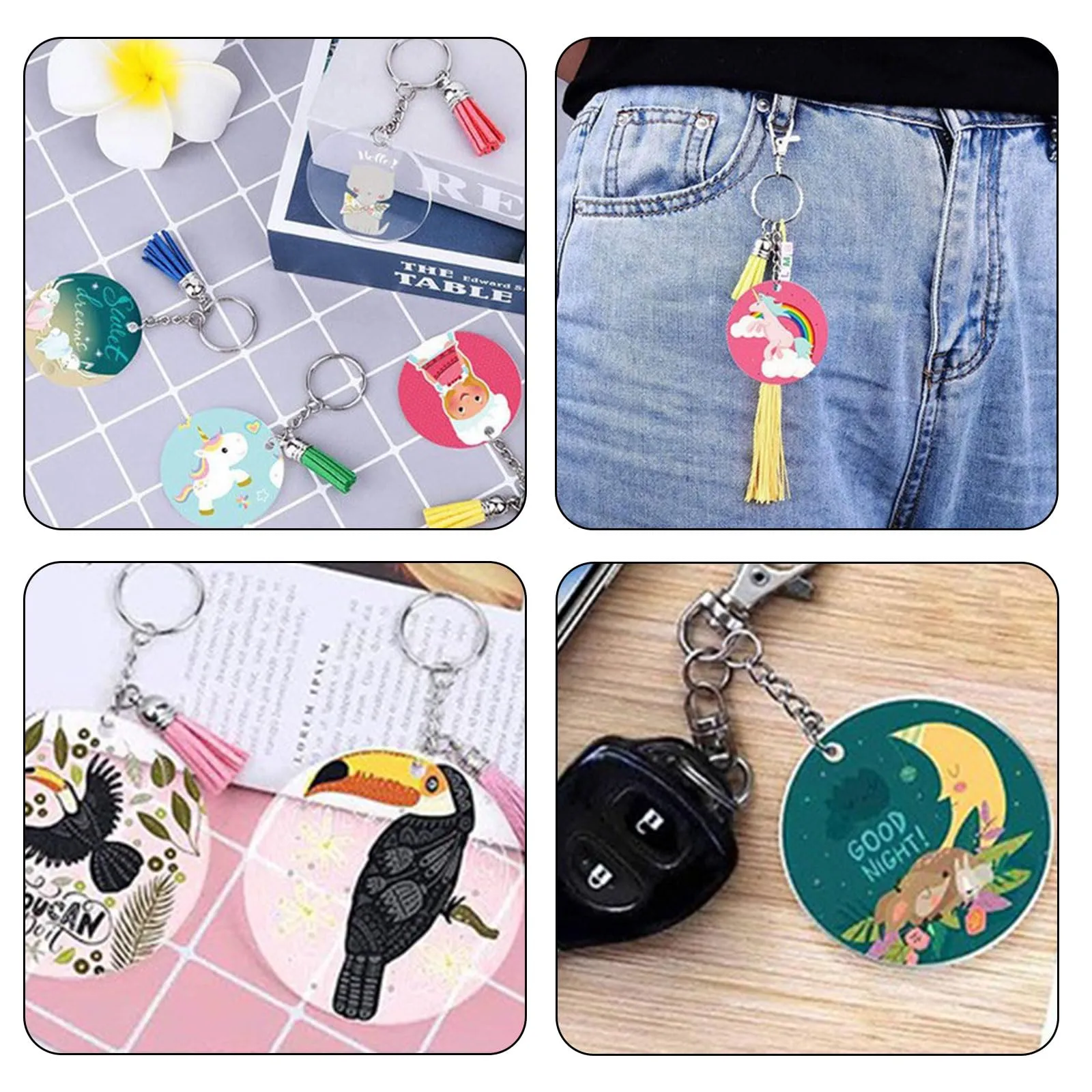 AMSGANK 100 Pezzi Anelli Portachiavi 25 mm Portachiavi Anelli Cerchio con Catena Split Key Chains per per Fai da Te Artigianato Gioielli Keychains Borse Decorazione (Argento) - immagine 6