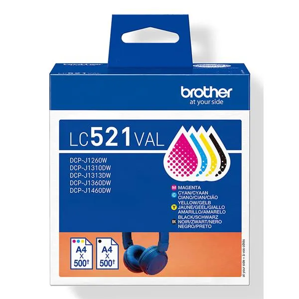 Brother Kit 4 Cart Una X Col DCPJ1260W/DCPJ1310DW/DCPJ1360DW/DCPJ1460DWINCLUDE Cartuccia Per Ogni Colore Nero Ciano Magenta E Giallo LC521VAL - immagine 1