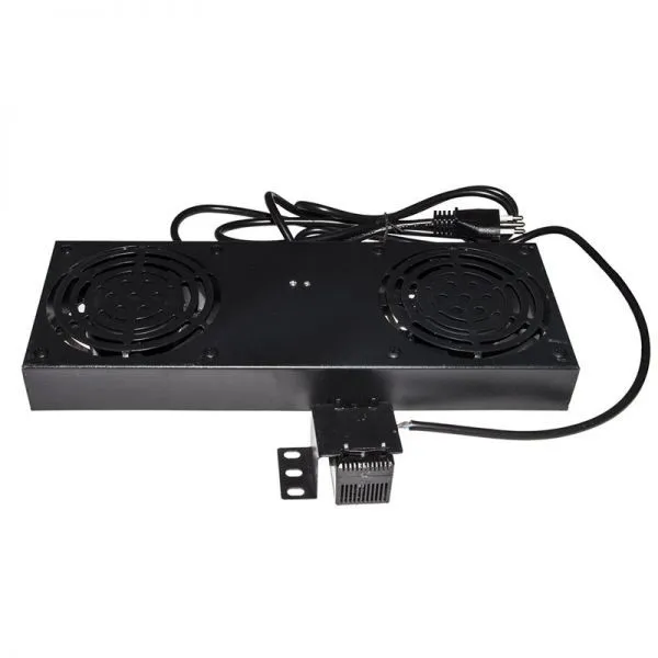 Armadio Rack Kit 2 Ventole Con Term Ostato Per Armadi Rack A Muro Nero - immagine 1