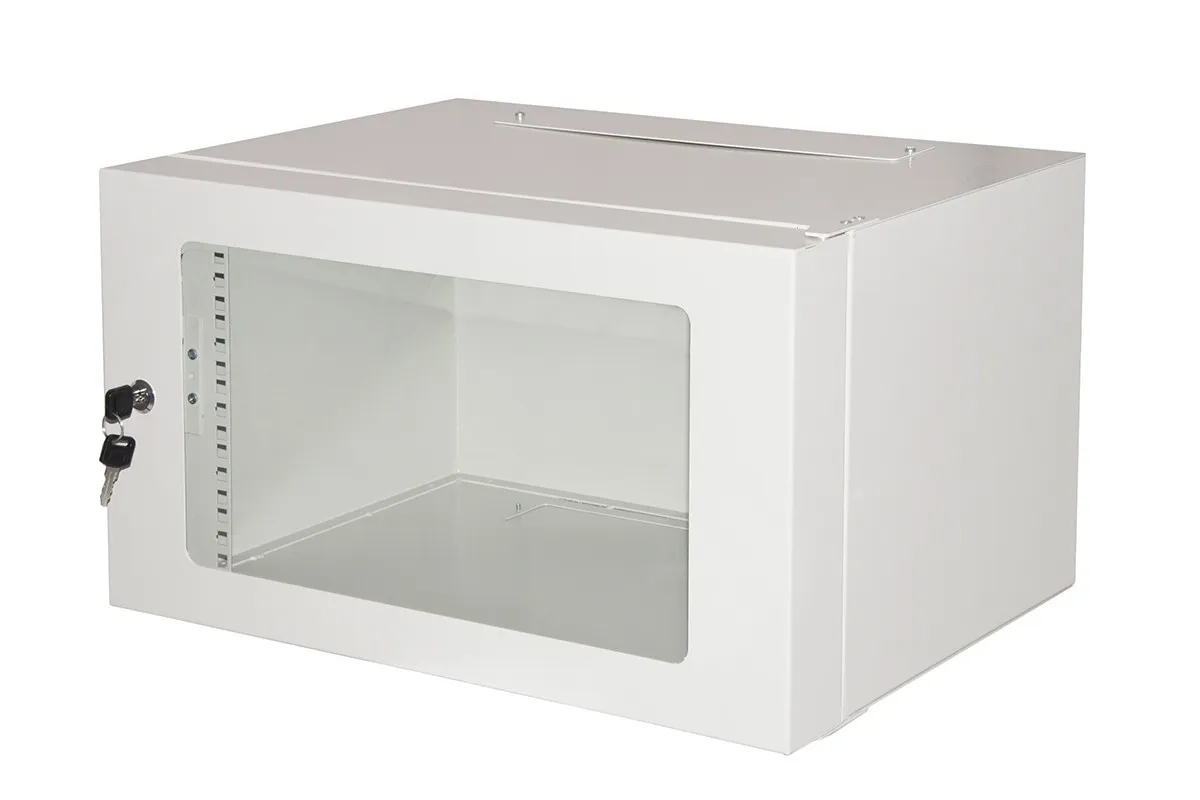 Armadio Rack 19 6U Profondita 360 Mm Colore Grigio Porta In Vetro - immagine 1