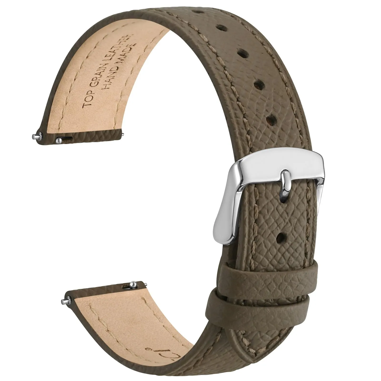 WOCCI 22mm Grace Cinturino per Orologio da Donna, Pelle Grana Superiore, Sgancio Rapido, Banda di Ricambio, Fibbia Argento (Elefante Grigio) - immagine 1