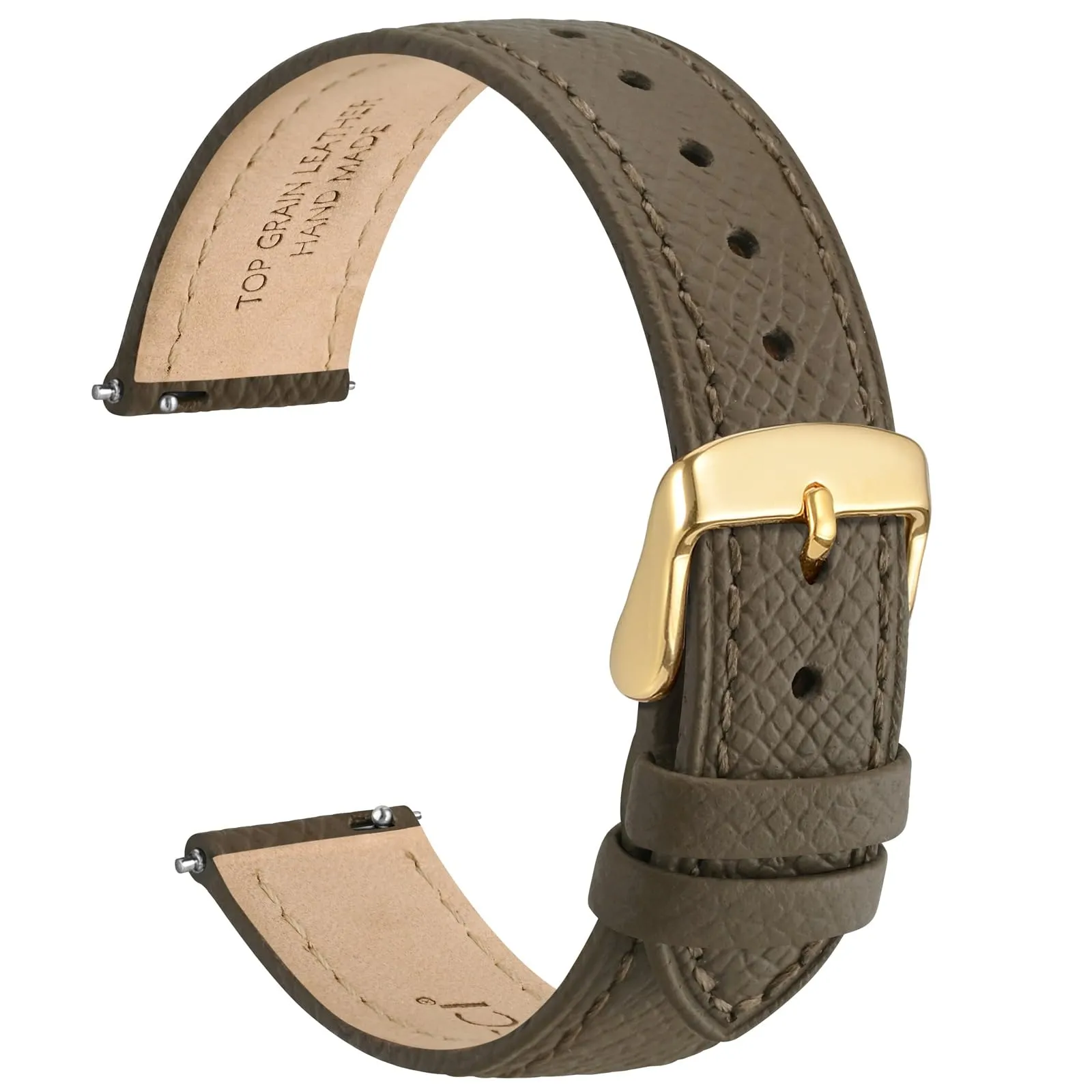 WOCCI 22mm Grace Cinturino per Orologio da Donna, Pelle Grana Superiore, Sgancio Rapido, Banda di Ricambio, Fibbia Oro (Elefante Grigio) - immagine 1