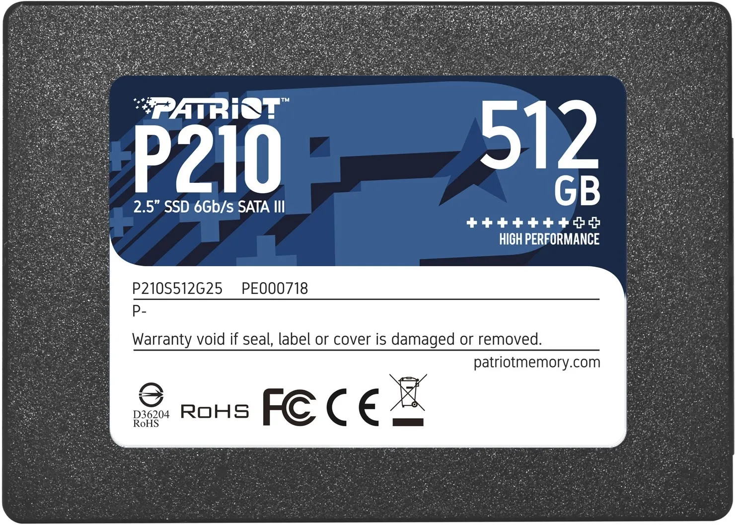 Patriot Ssd P210 512Gb Sata3 6Gb/S 25 520/430 Mb/S - immagine 1