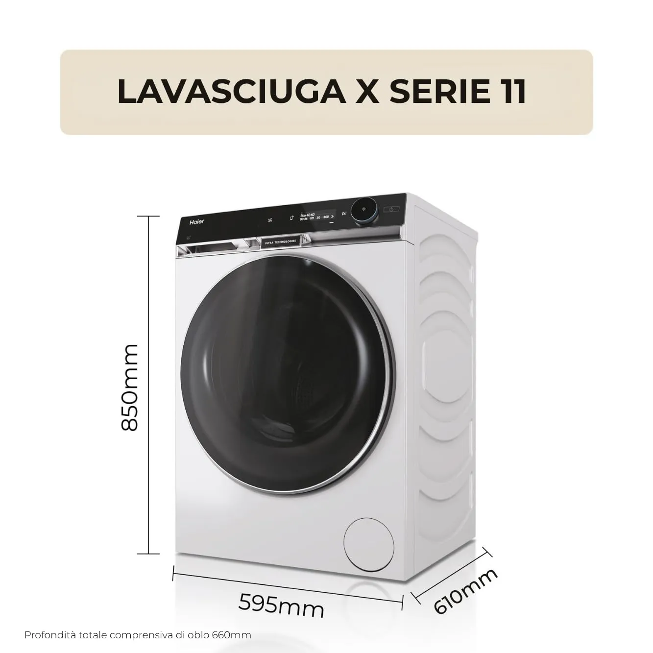 Haier X Serie 11 Lavasciuga 12+7 Kg, 1600 Giri, Classe A-20%, Bianca - immagine 9