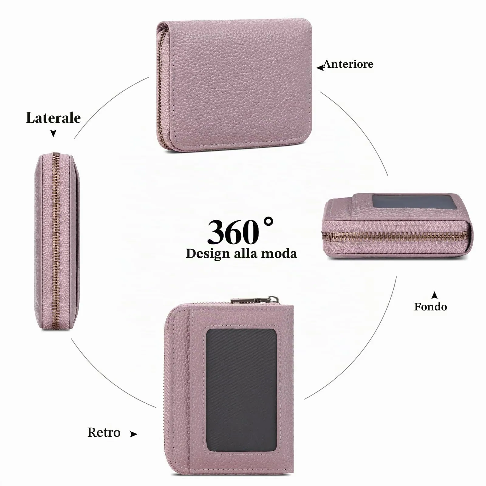 SENDEFN Portafoglio Donna Piccolo, Porta Carte di Credito con Protezione RFID e Molti Altri Scomparti, Portafoglio Cerniera Donna Piccolo, Porta Tessere Pelle - immagine 8