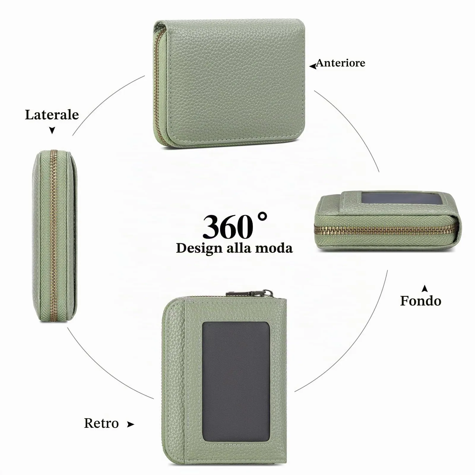 SENDEFN Portafoglio Donna Piccolo, Porta Carte di Credito con Protezione RFID e Molti Altri Scomparti, Portafoglio Cerniera Donna Piccolo, Porta Tessere Pelle - immagine 5