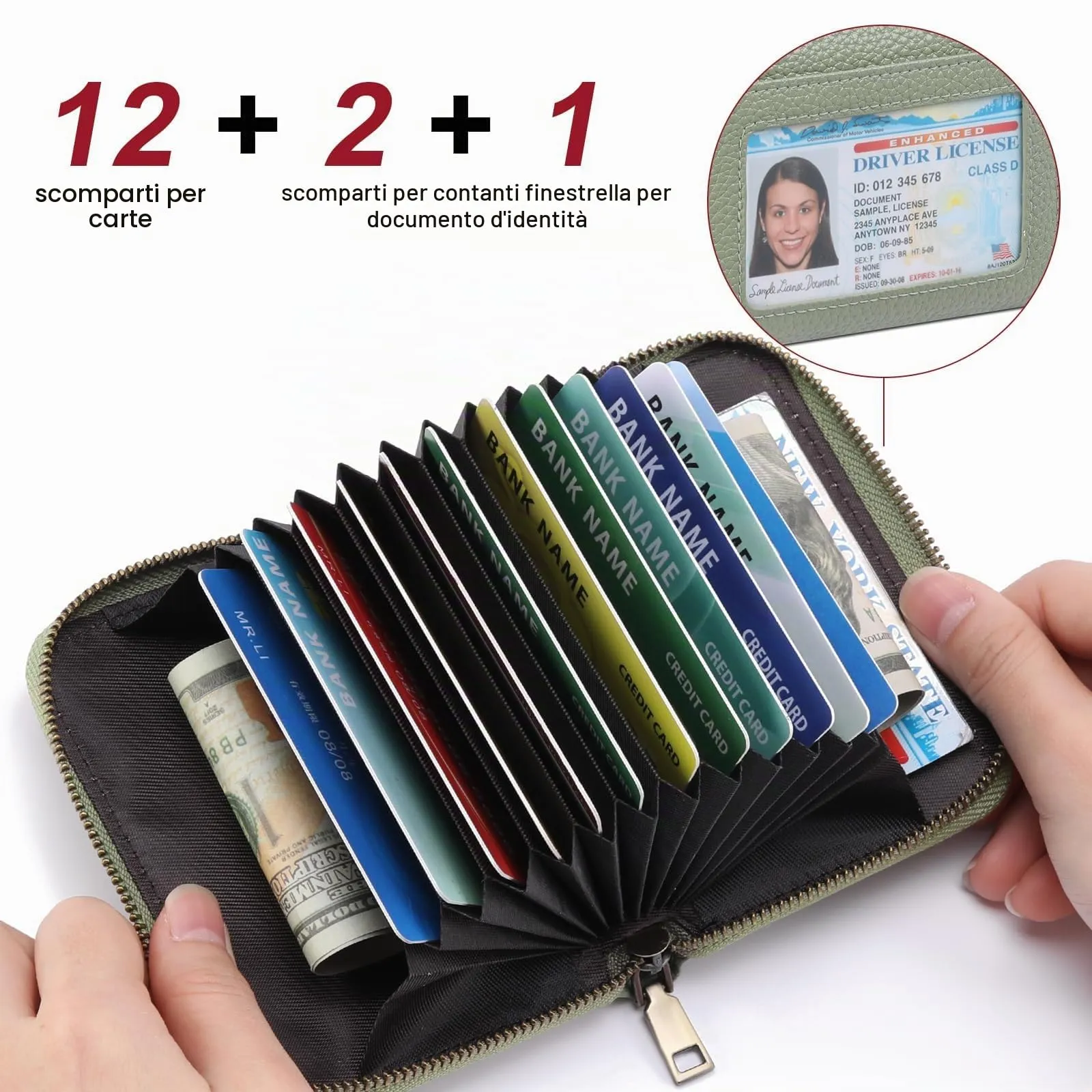 SENDEFN Portafoglio Donna Piccolo, Porta Carte di Credito con Protezione RFID e Molti Altri Scomparti, Portafoglio Cerniera Donna Piccolo, Porta Tessere Pelle - immagine 8