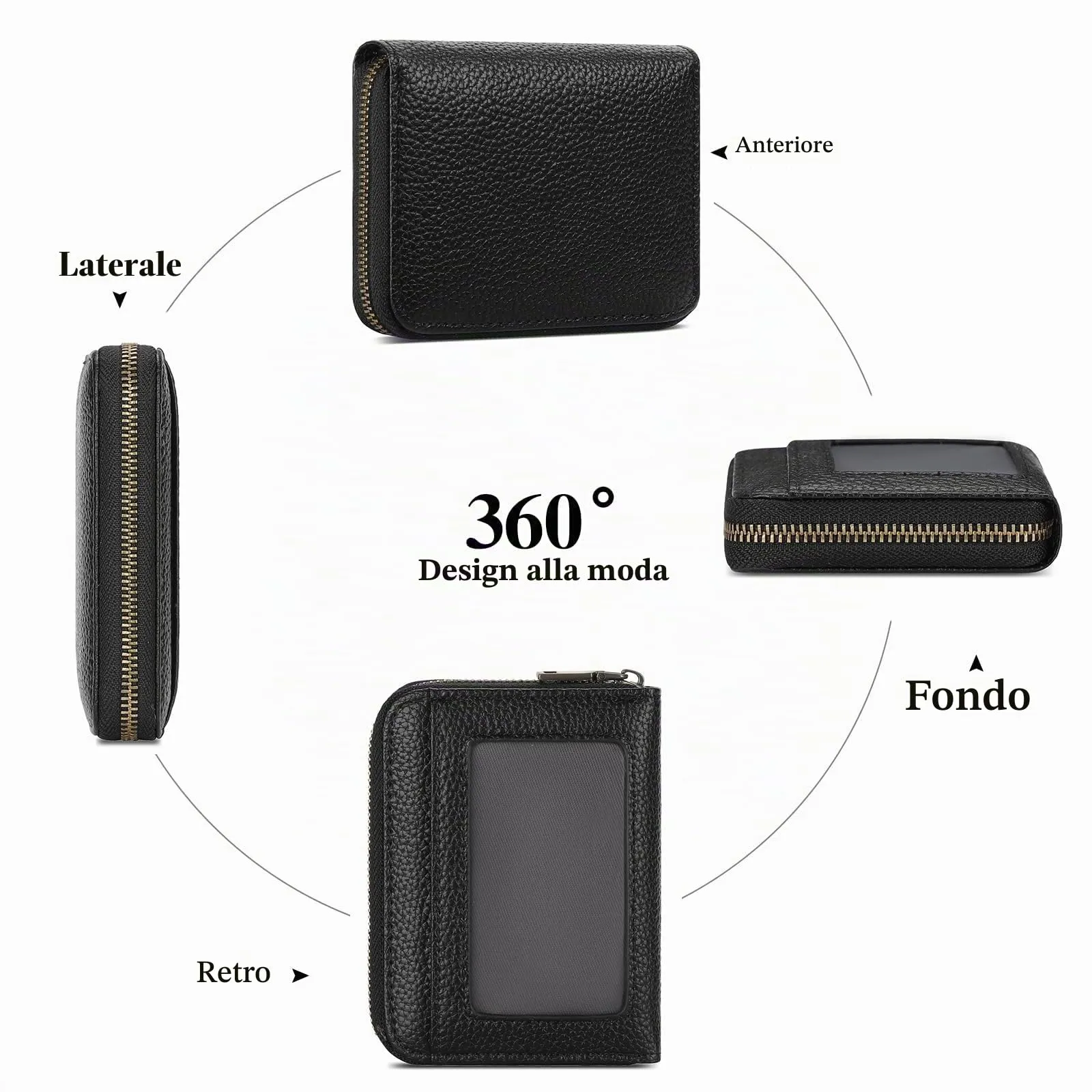 SENDEFN Portafoglio Donna Piccolo, Porta Carte di Credito con Protezione RFID e Molti Altri Scomparti, Portafoglio Cerniera Donna Piccolo, Porta Tessere Pelle - immagine 8