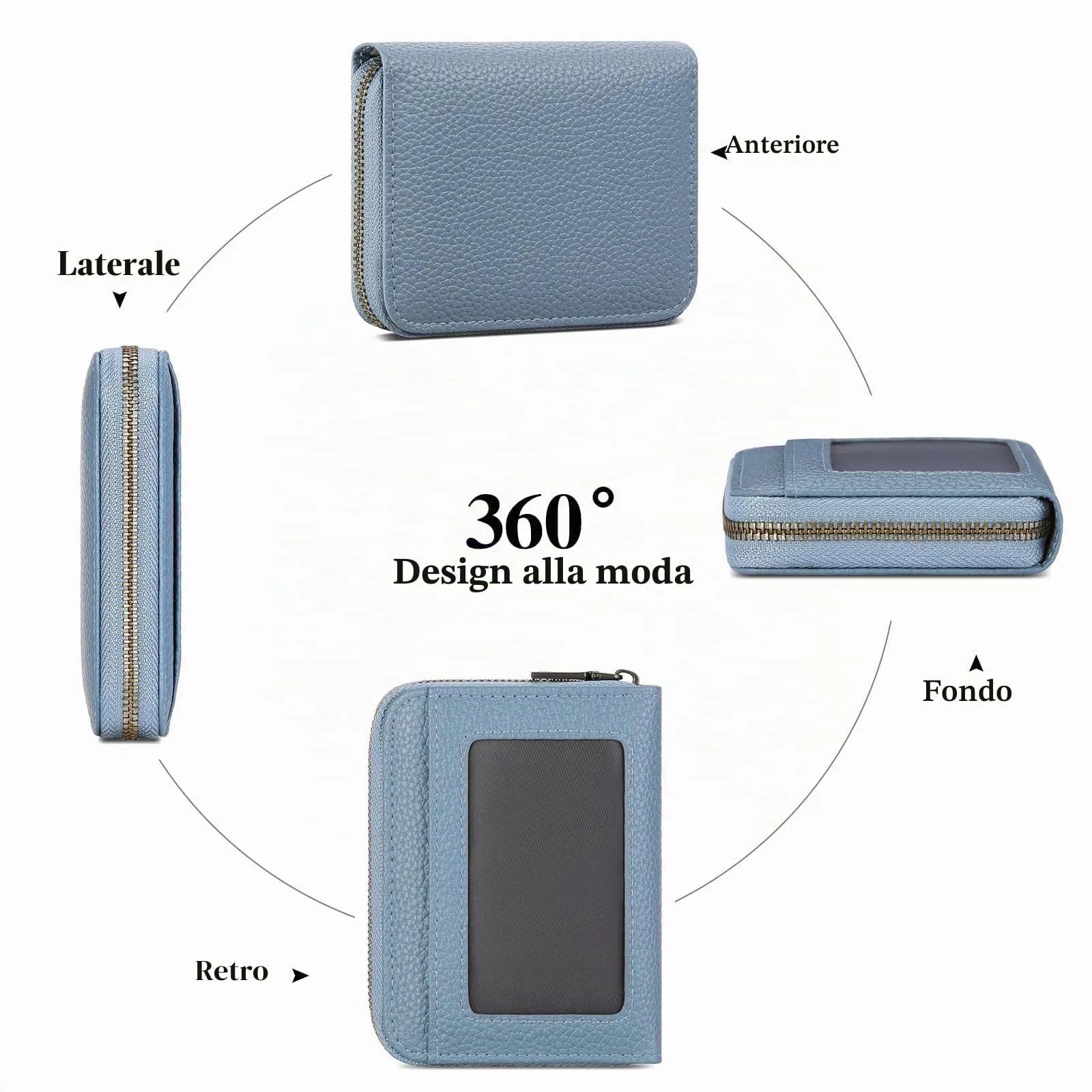 SENDEFN Portafoglio Donna Piccolo, Porta Carte di Credito con Protezione RFID e Molti Altri Scomparti, Portafoglio Cerniera Donna Piccolo, Porta Tessere Pelle - immagine 8