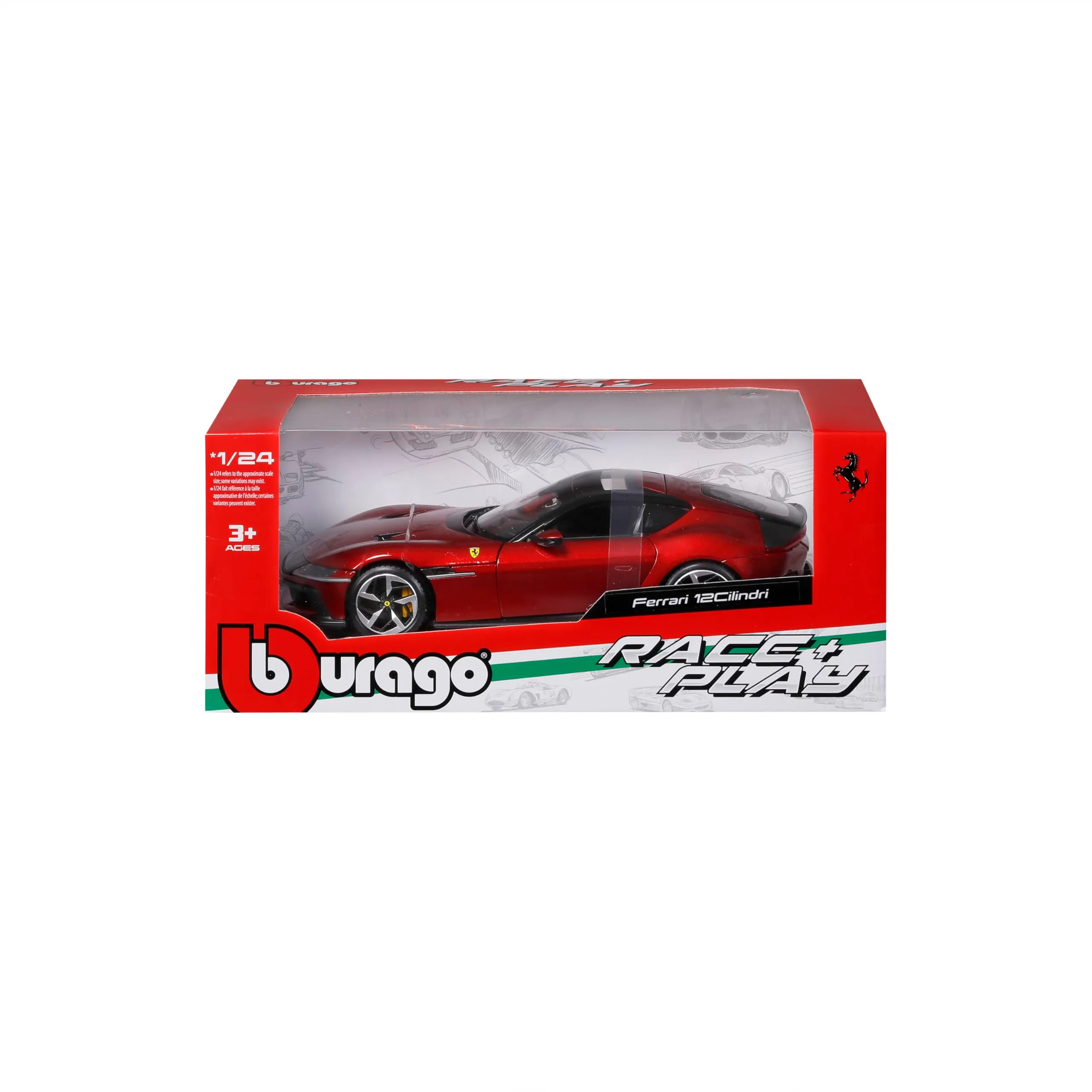 BBURAGO Ferrari 12 Cilindri R&P, Auto Diecast in Scala 1:25, Replica Dettagliata con Cofano e Porte Apribili, Licenza Ufficiale Ferrari, Età Consigliata 3+ Anni - immagine 6