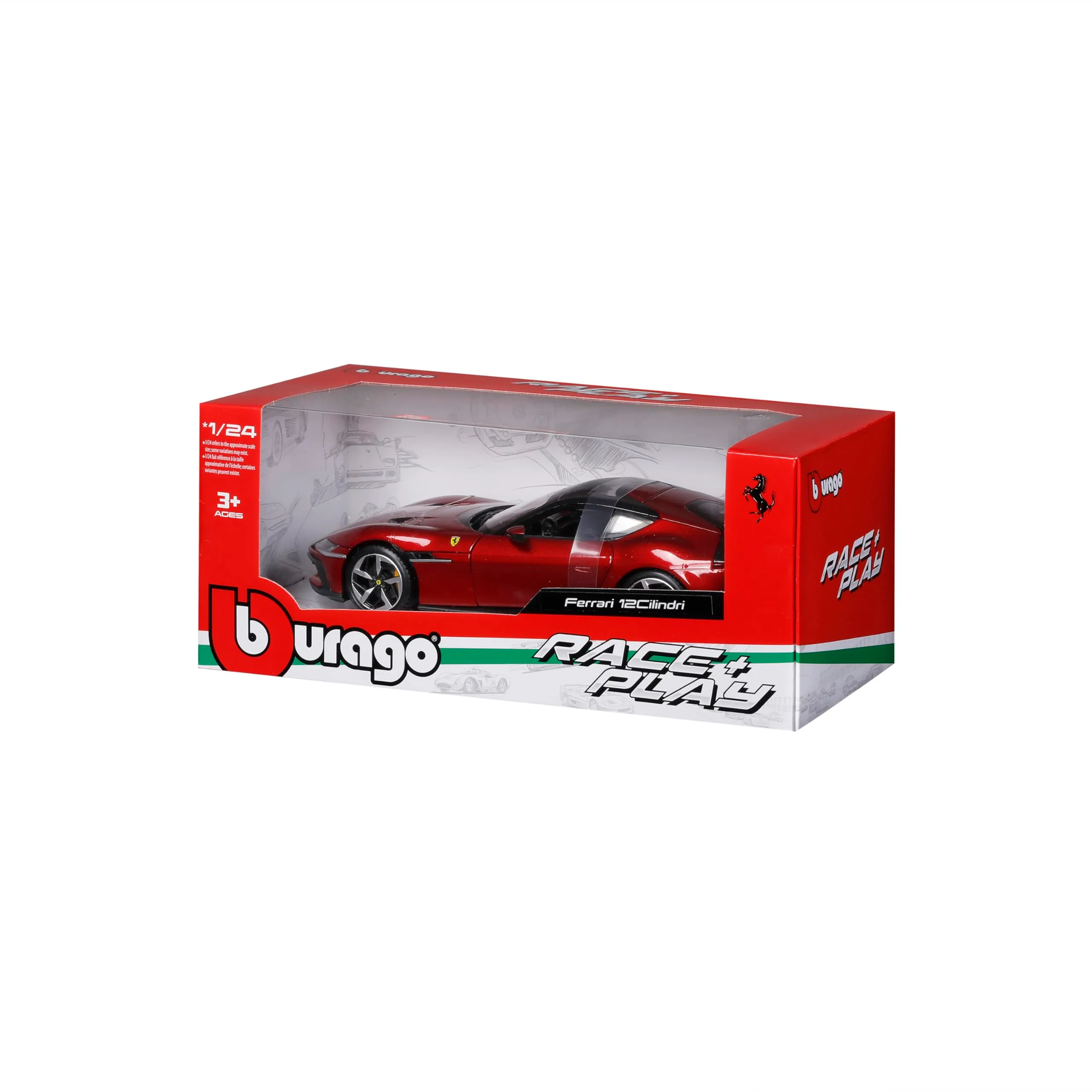 BBURAGO Ferrari 12 Cilindri R&P, Auto Diecast in Scala 1:25, Replica Dettagliata con Cofano e Porte Apribili, Licenza Ufficiale Ferrari, Età Consigliata 3+ Anni - immagine 7