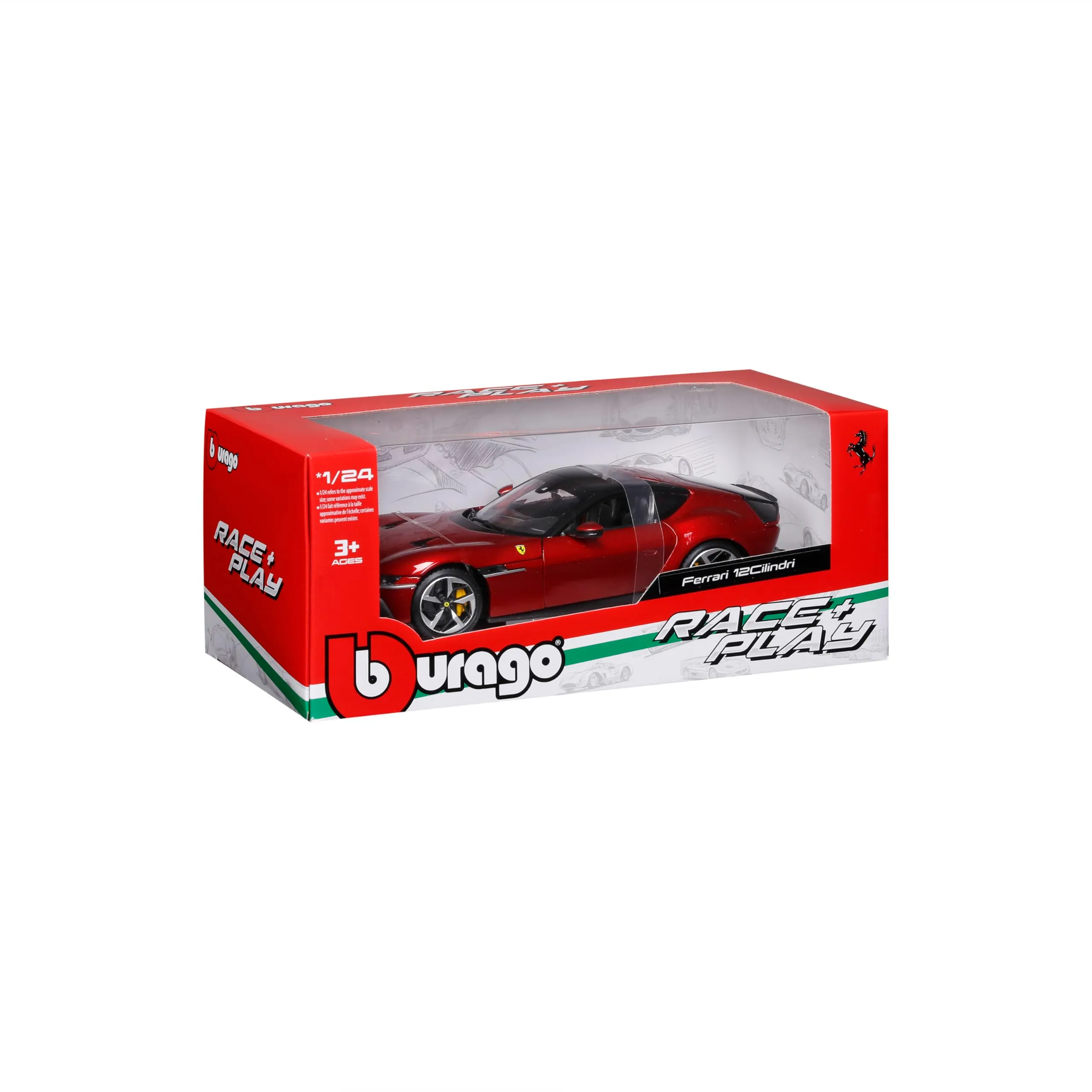 BBURAGO Ferrari 12 Cilindri R&P, Auto Diecast in Scala 1:25, Replica Dettagliata con Cofano e Porte Apribili, Licenza Ufficiale Ferrari, Età Consigliata 3+ Anni - immagine 8