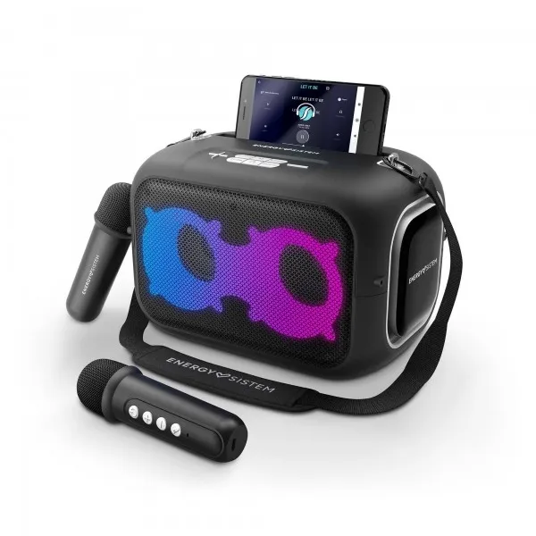Energy Sistem Karaoke Speaker - Bluetooth 5.4 - True Wireless - 60W - IPX4 - Durata della batteria 8h - Luci LED - 2 microfoni wireless - Lettore MP3 - Nero - immagine 1