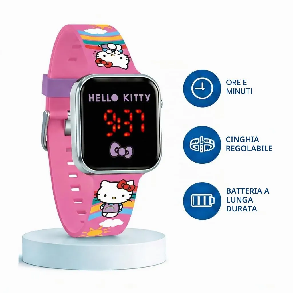 Kids Licensing Orologio digitale per ragazze automatico con cinturino in plastica HK50201, Hello Kitty, rosa - immagine 2