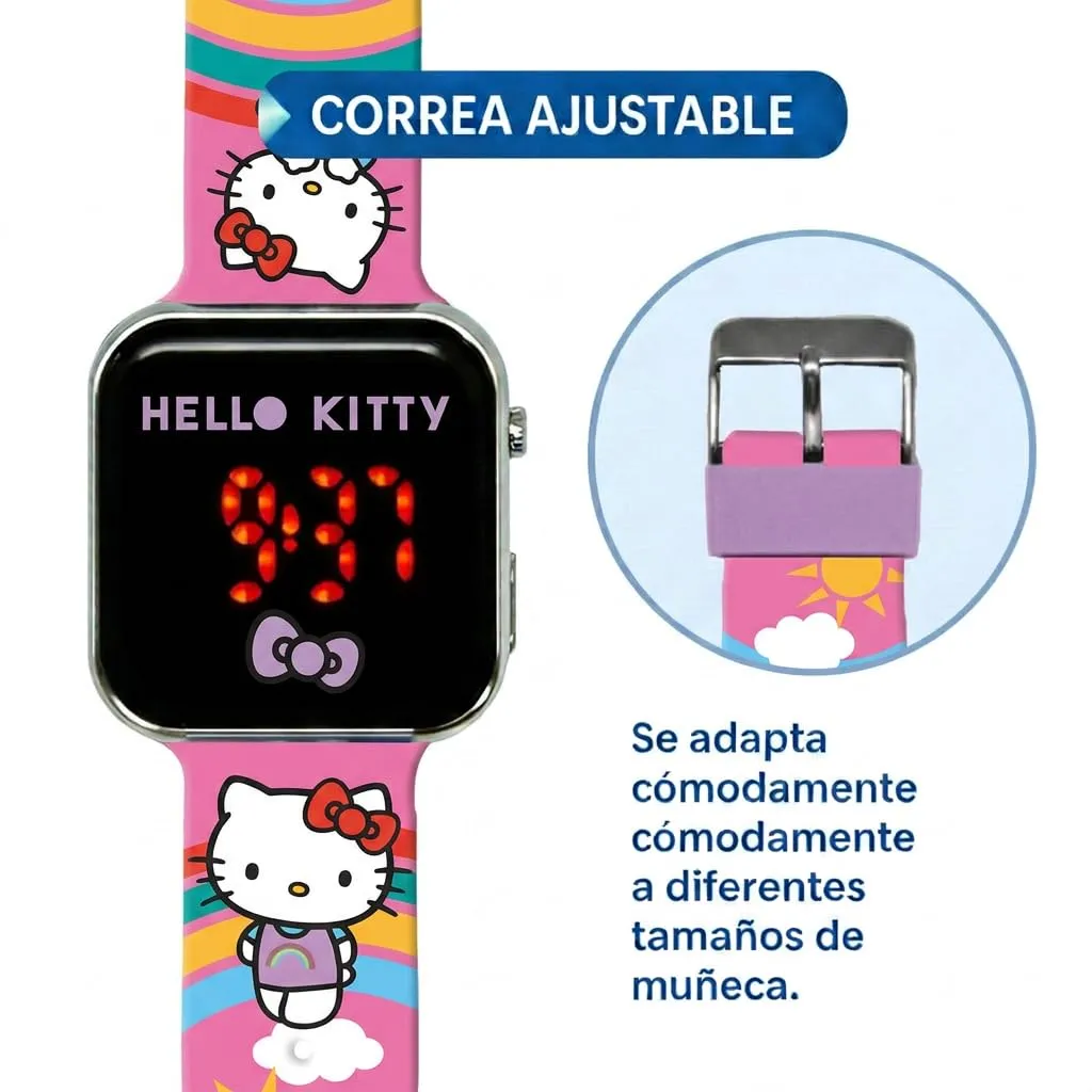 Kids Licensing Orologio digitale per ragazze automatico con cinturino in plastica HK50201, Hello Kitty, rosa - immagine 3