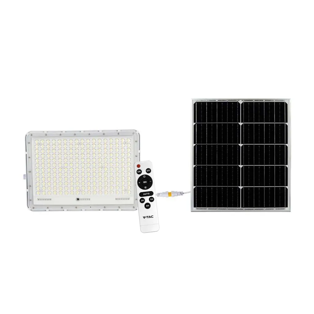 V-TAC Faro LED con Telecomando e Pannello Solare 30W Batteria sostituibile Cavo da 3m Colore Bianco 4000K - immagine 1