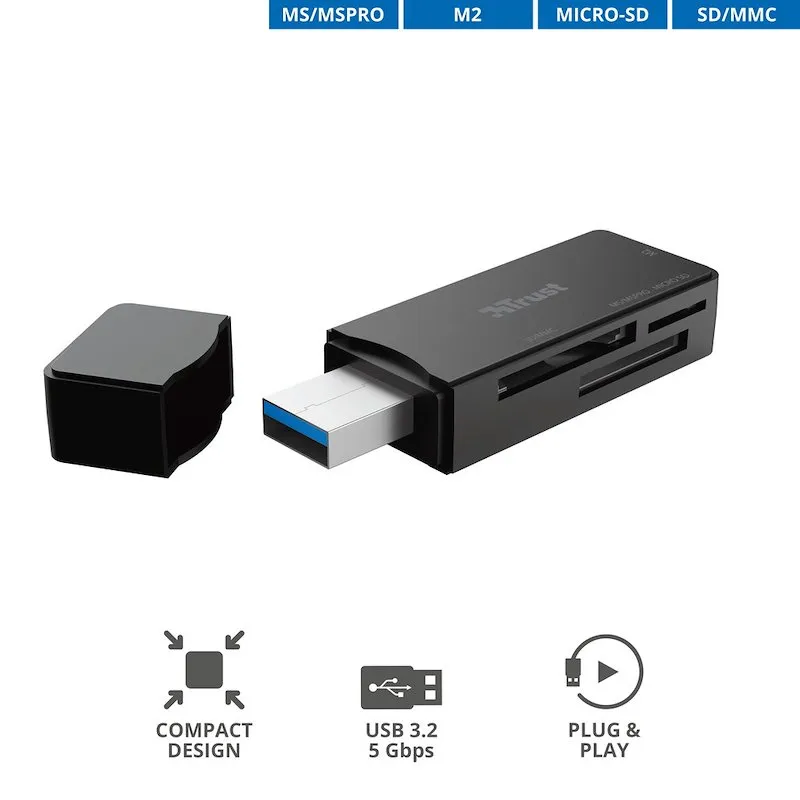Trust NANGA USB3.1 CARDREADER 21935 Black - immagine 1