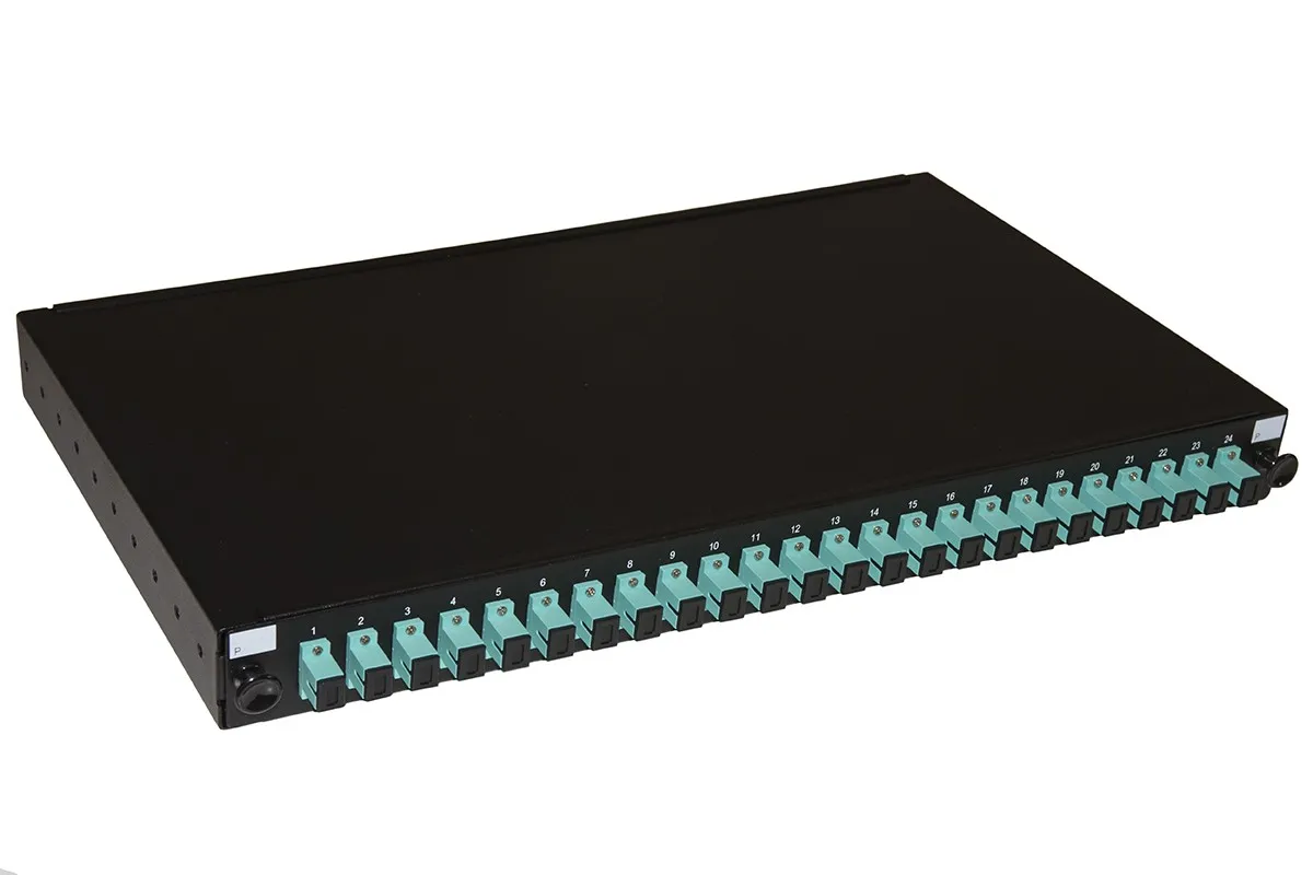 Pannello Fibra Ottica 19 Con 24 Adattatori Sc Simplex Om3 Profondita' 250 Mm Con Pigtail Installati Colore Nero - immagine 1