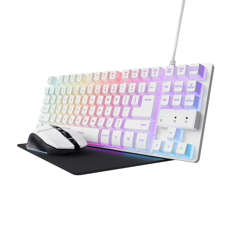 Trust Tastiera Retroilluminata + Mouse Gxt794w 3-in-1 Bundle gaming White - immagine 1
