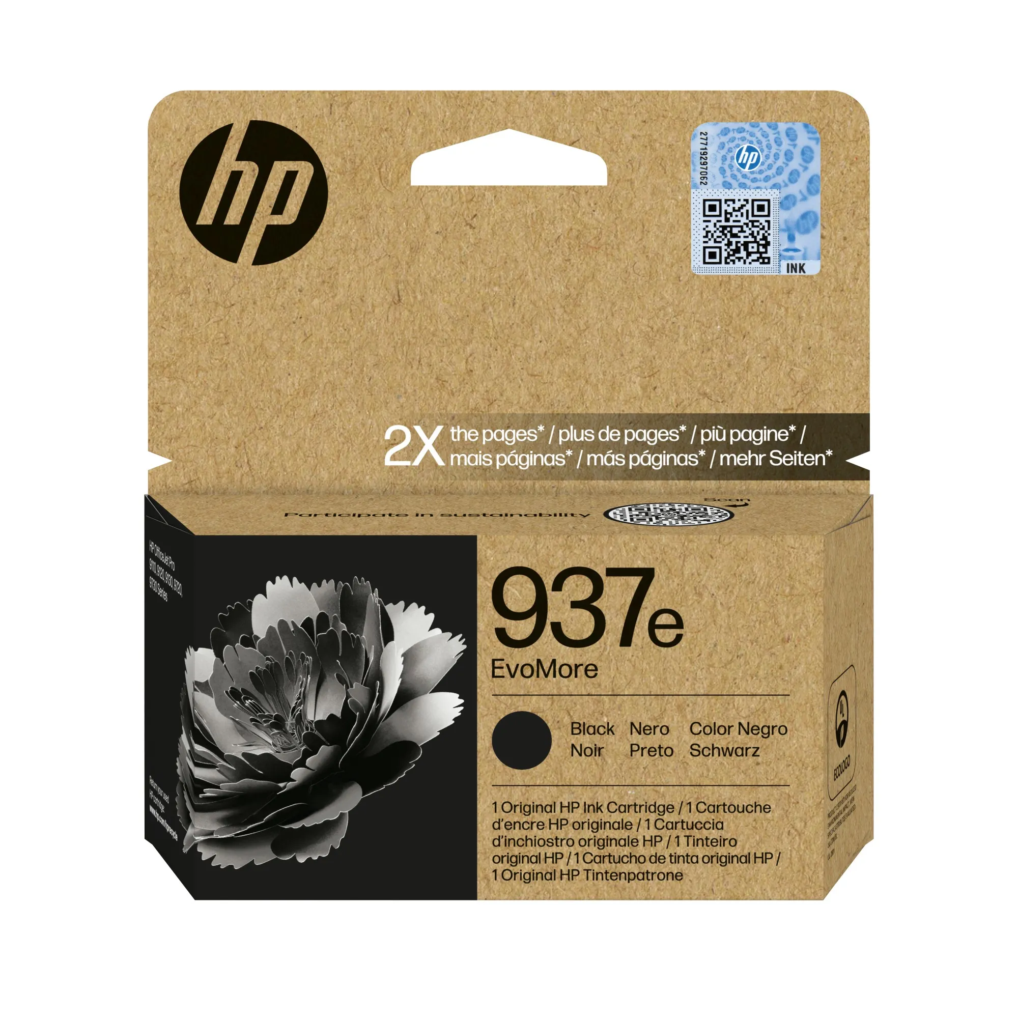 HP Cartuccia di inchiostro nero originale 937e EvoMore - immagine 1