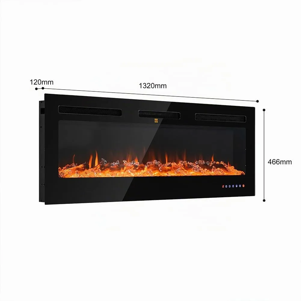 BAKAJI Camino Elettrico da Parete Incasso a Muro, Elettrocamino 3D con 12 modalità di colore LED Effetto Fiamma, Silenzioso Design Moderno, Stufa a Parete 52" Effetto Fuoco Naturale (Livigno 132 cm) - immagine 5