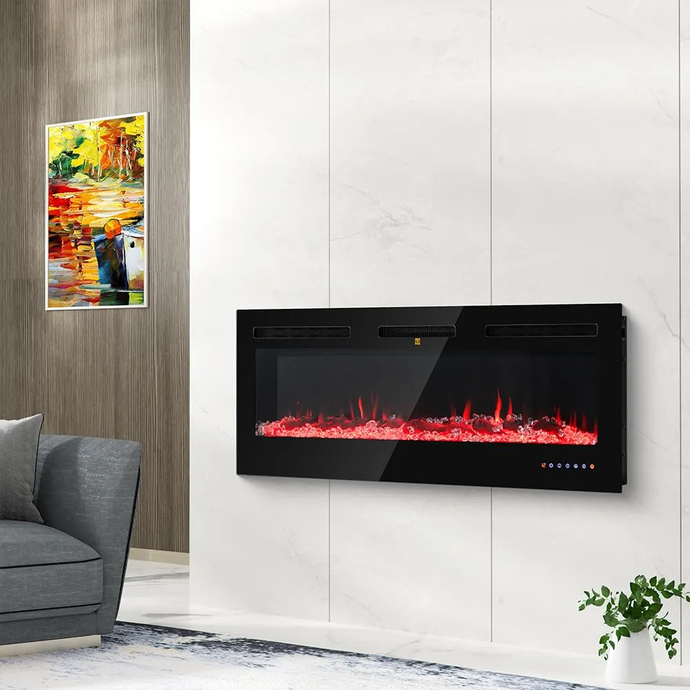 BAKAJI Camino Elettrico da Parete Incasso a Muro, Elettrocamino 3D con 12 modalità di colore LED Effetto Fiamma, Silenzioso Design Moderno, Stufa a Parete 52" Effetto Fuoco Naturale (Livigno 132 cm) - immagine 6
