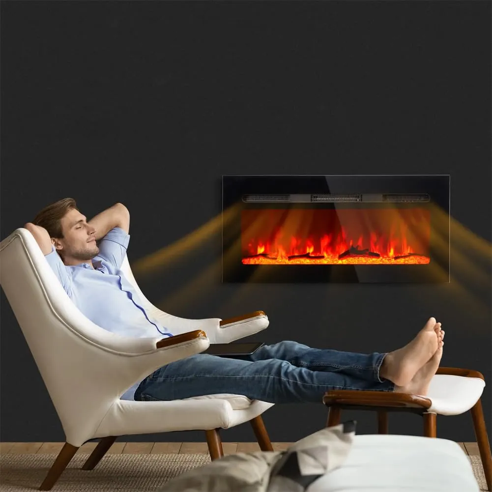 BAKAJI Camino Elettrico da Parete Incasso a Muro, Elettrocamino 3D con 12 modalità di colore LED Effetto Fiamma, Silenzioso Design Moderno, Stufa a Parete 52" Effetto Fuoco Naturale (Livigno 132 cm) - immagine 7