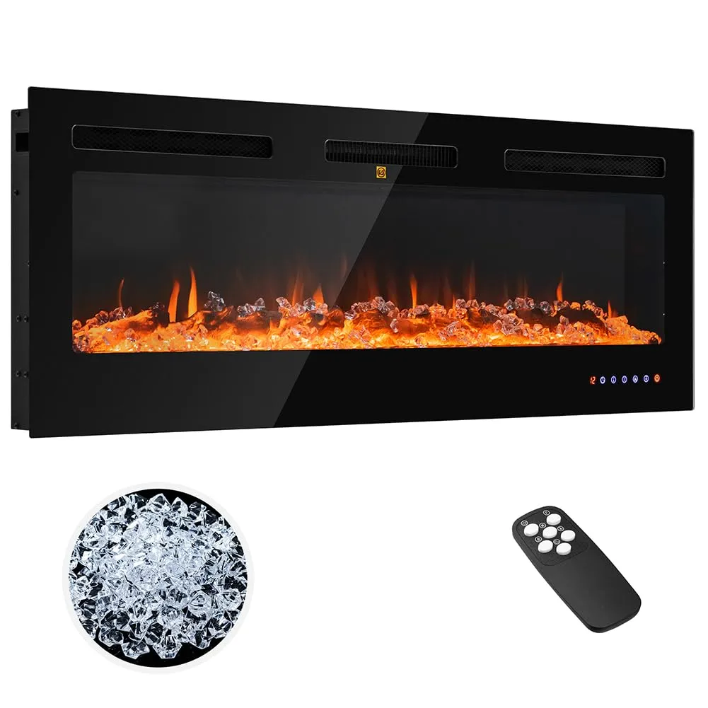 BAKAJI Camino Elettrico da Parete Incasso a Muro, Elettrocamino 3D con 12 modalità di colore LED Effetto Fiamma, Silenzioso Design Moderno, Stufa a Parete 52" Effetto Fuoco Naturale (Livigno 132 cm) - immagine 9