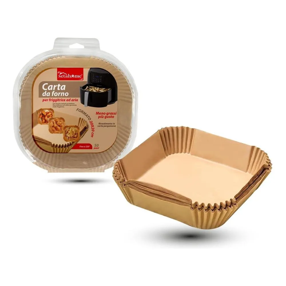 T-tex stampi multiuso 50 pz carta forno per friggitrici aria SETAHOME 62226 - immagine 1