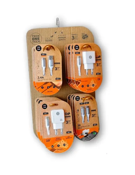 Supporto TechOneTech per 16 cavi e caricabatterie per smartphone - Assortiti - immagine 1