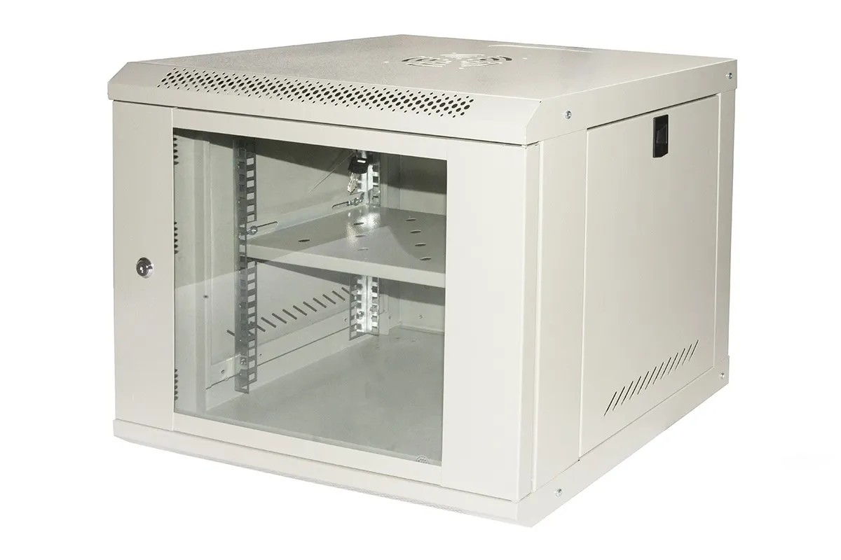Armadio Rack 19 9U Link Serie Light Colore Grigio Con Porta Vetro (Axpxl) Mm 450X400X530 Ripiano Incluso - immagine 1