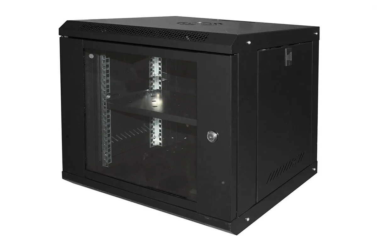 Armadio Rack 19 9U Link Serie Light Colore Nero Con Porta Vetro (Axpxl) Mm 450X400X530 Ripiano Incluso - immagine 1