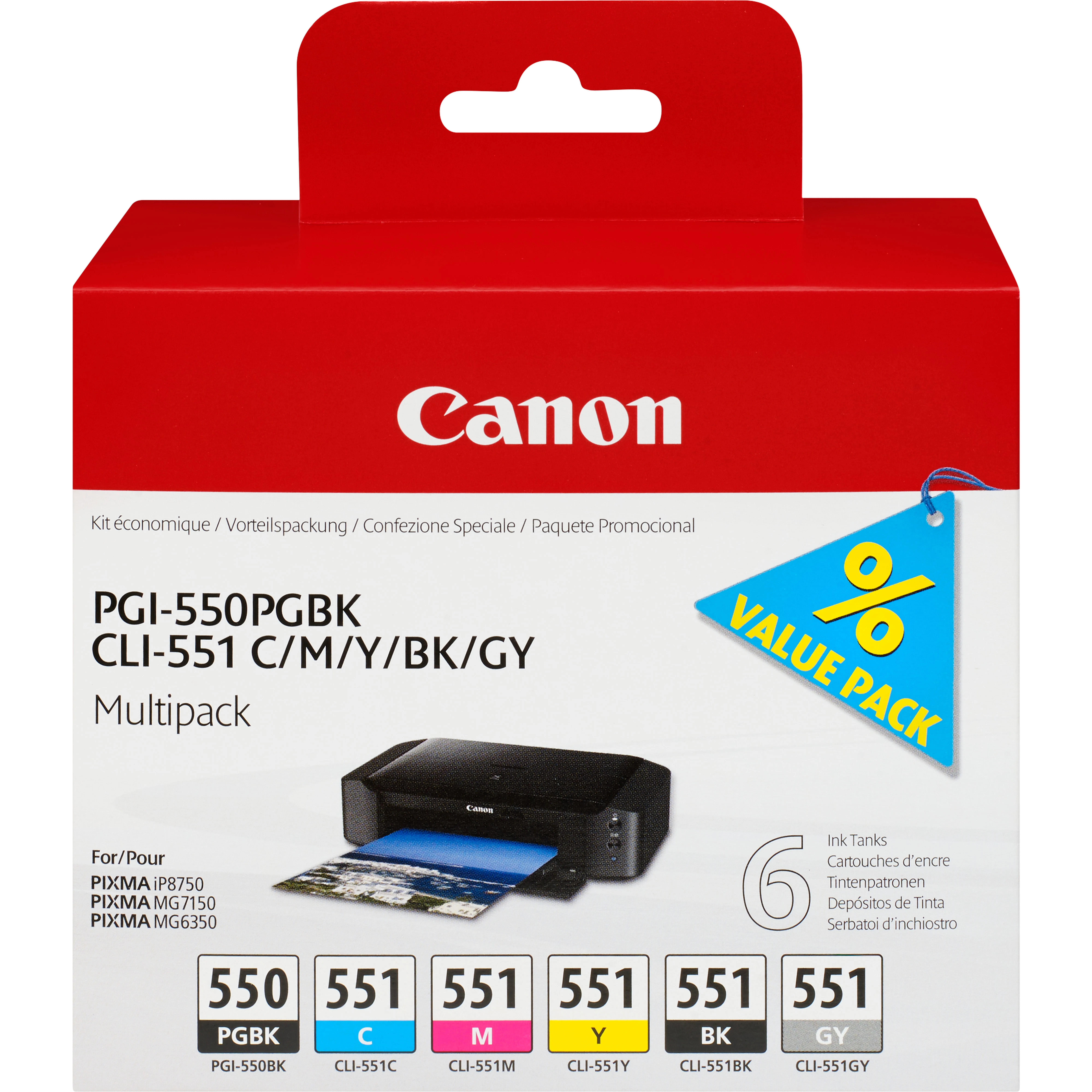 Canon Cart Ink Multipack Cli-551 B/C/M/Y Per Mx 925 - immagine 1