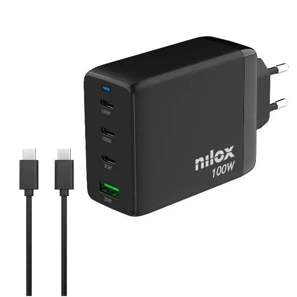 Nilox Caricatore Gan 100W 4 Porte NXGANUSBC100 - immagine 1